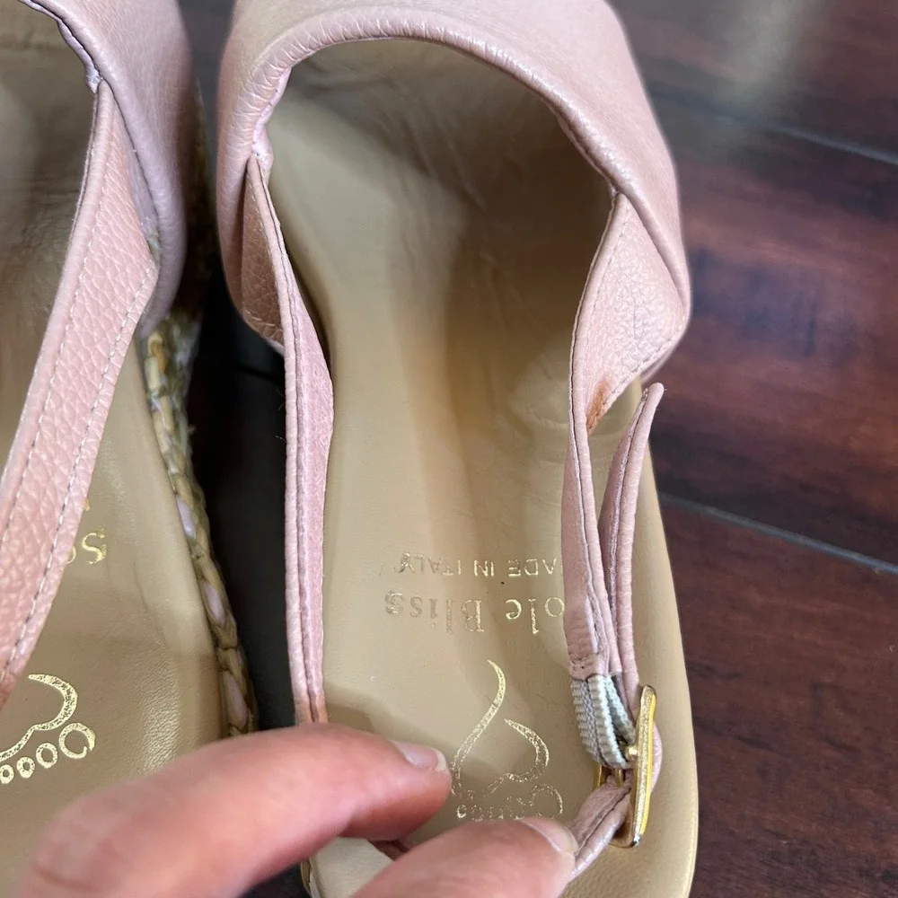 Sole Bliss Brandy Platform Espadrille Sandals Women size 37 Bunion Bed Leather